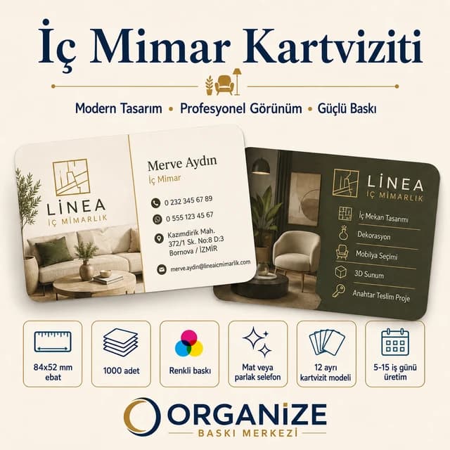 İç Mimar kartviziti örnek tasarımı