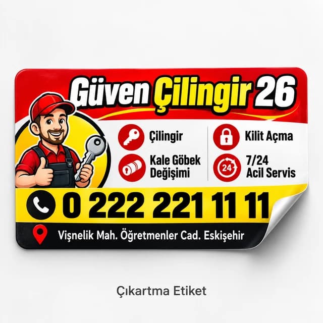 Çilingir firması için servis etiketi örneği