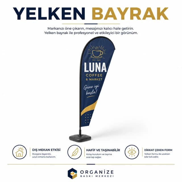 Yelken Bayrak - Damla/yelken bayrak örneği