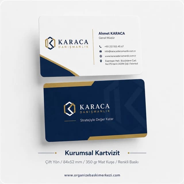 Kurumsal Kartvizit ürün görünümü – Organize Baskı Merkezi