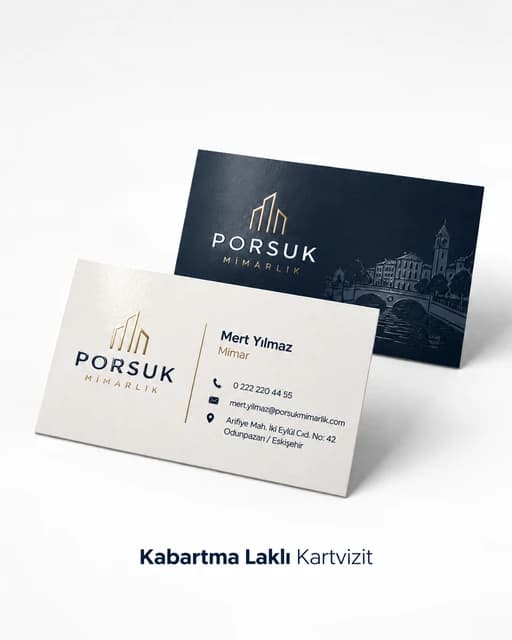 Kabartma lak uygulamalı kartvizit örneği