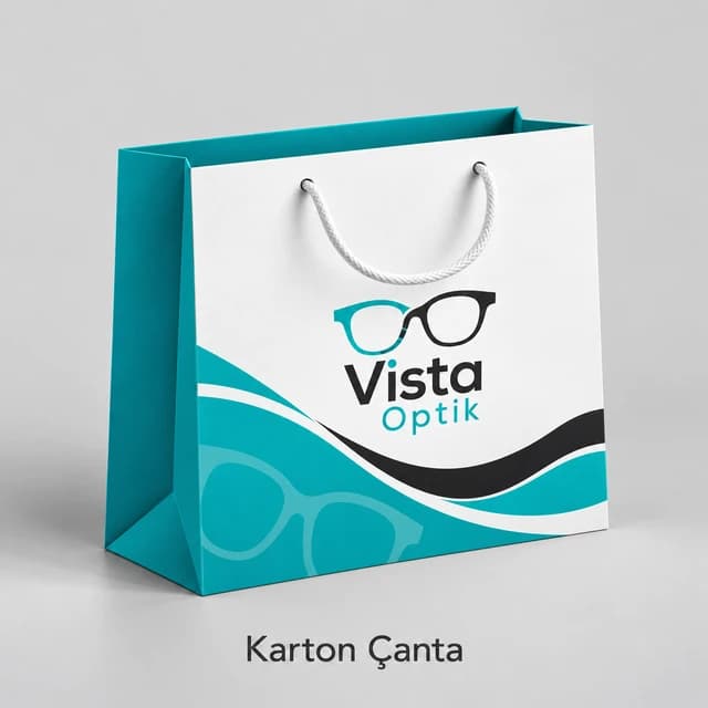 Optik mağazası için yatay baskılı karton çanta örneği