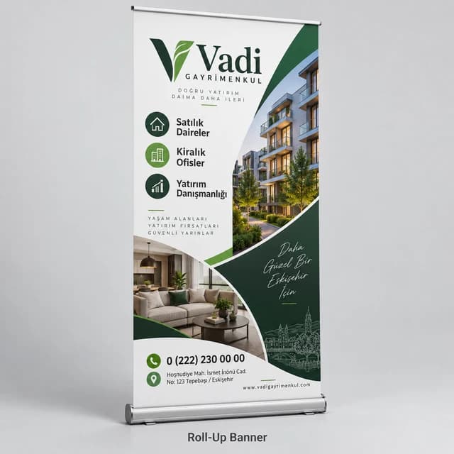Gayrimenkul ofisi için roll-up banner örneği