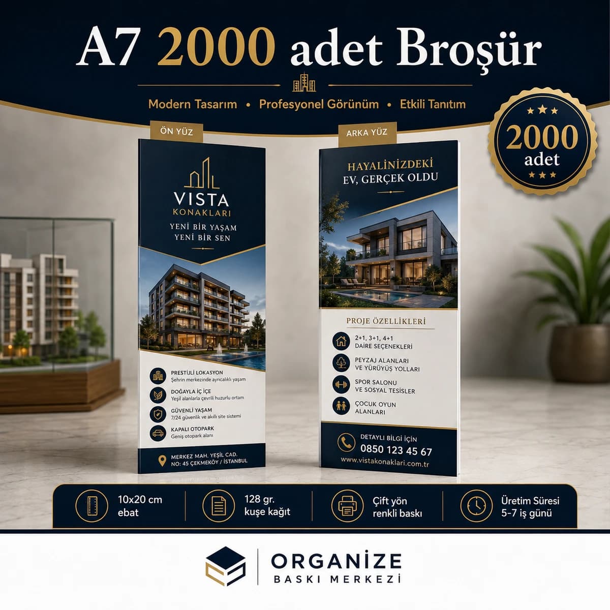 A7 2.000 adet broşür baskı örneği - Organize Baskı Merkezi