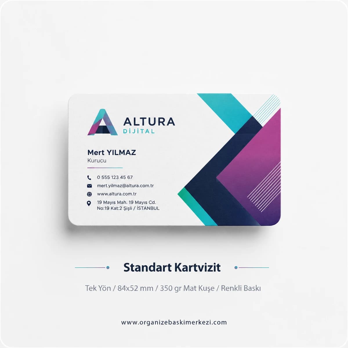 Standart Kartvizit ürün görünümü – Organize Baskı Merkezi