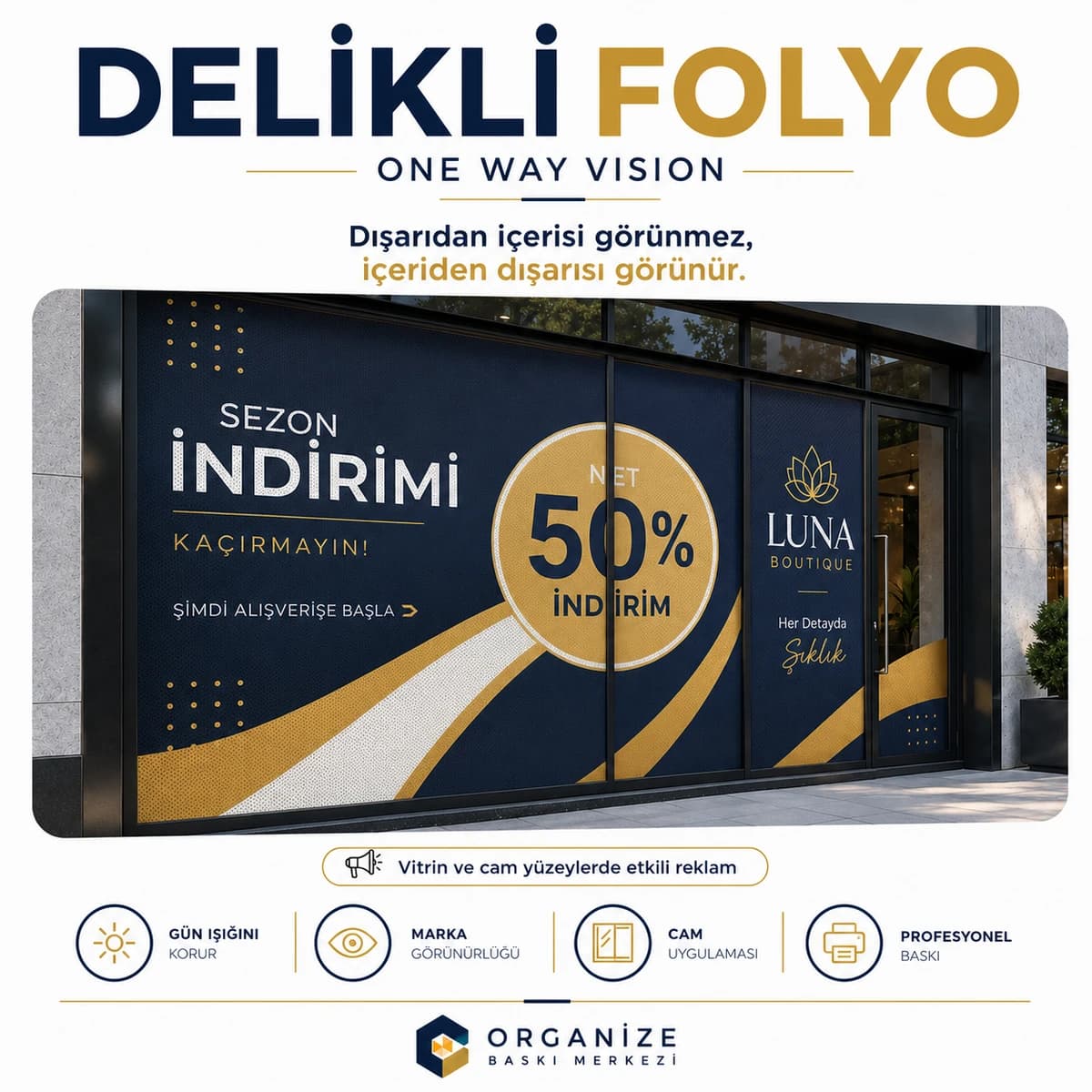 One Way Vision Baskı - Delikli folyo (one way vision) baskı örneği