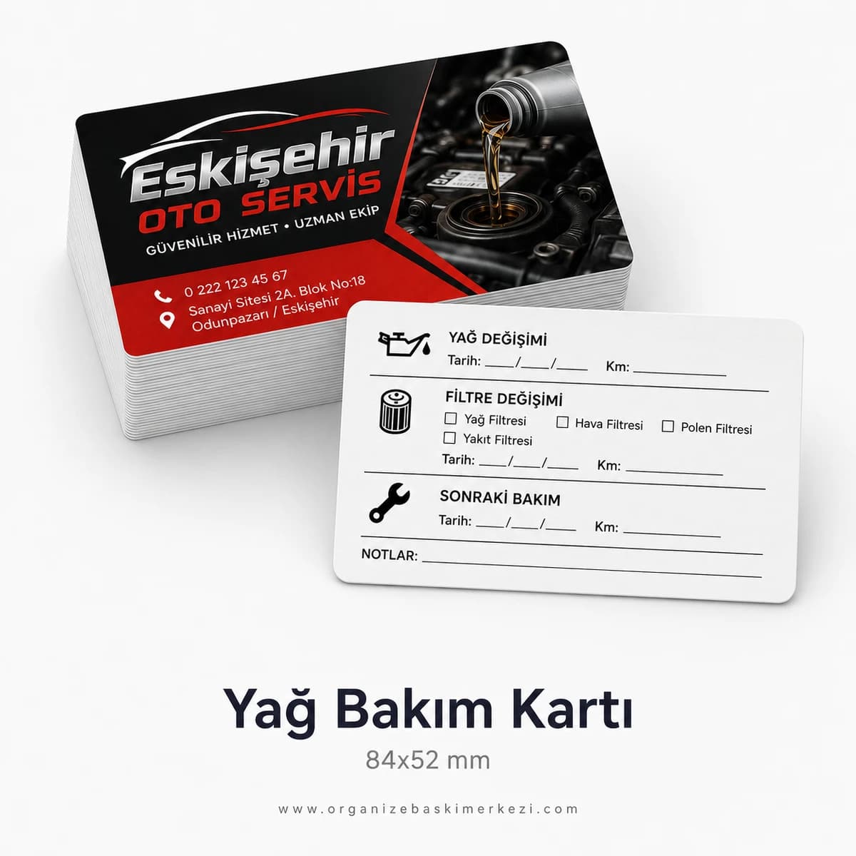 Standart Yağ Takip Kartı - Organize Baskı Merkezi