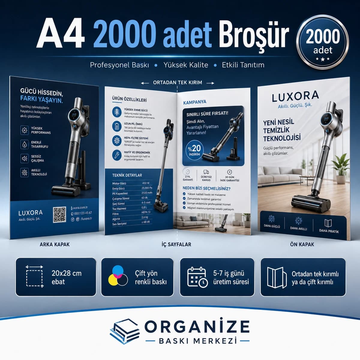 A4 2.000 adet broşür baskı örneği - Organize Baskı Merkezi