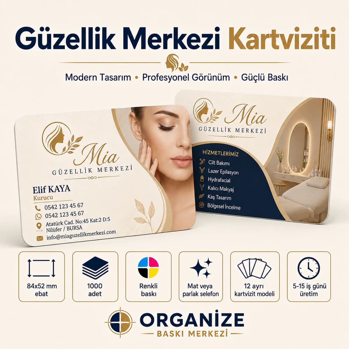 Güzellik Merkezi kartviziti örnek tasarımı