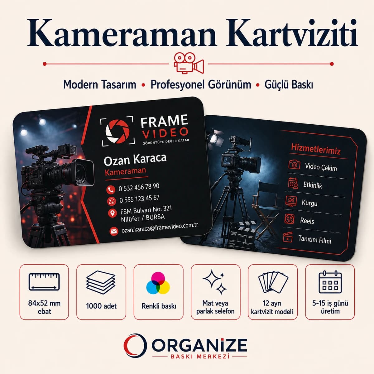 Kameraman kartviziti örnek tasarımı