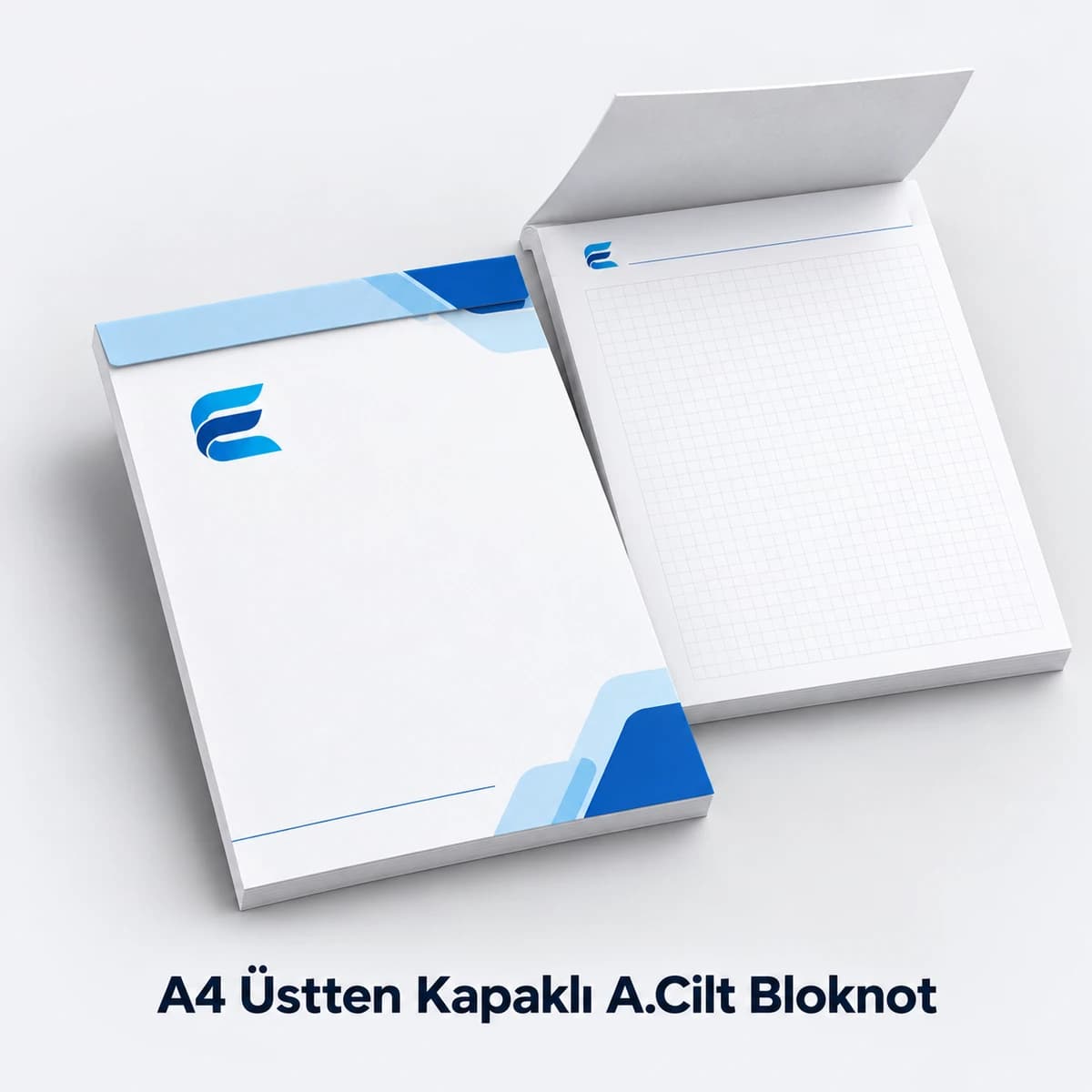 A4 Üstten Kapaklı A.Cilt Bloknot Kapağı açık ve kapalı haliyle A4 (20 × 28 cm) üstten kapaklı A.Cilt bloknot