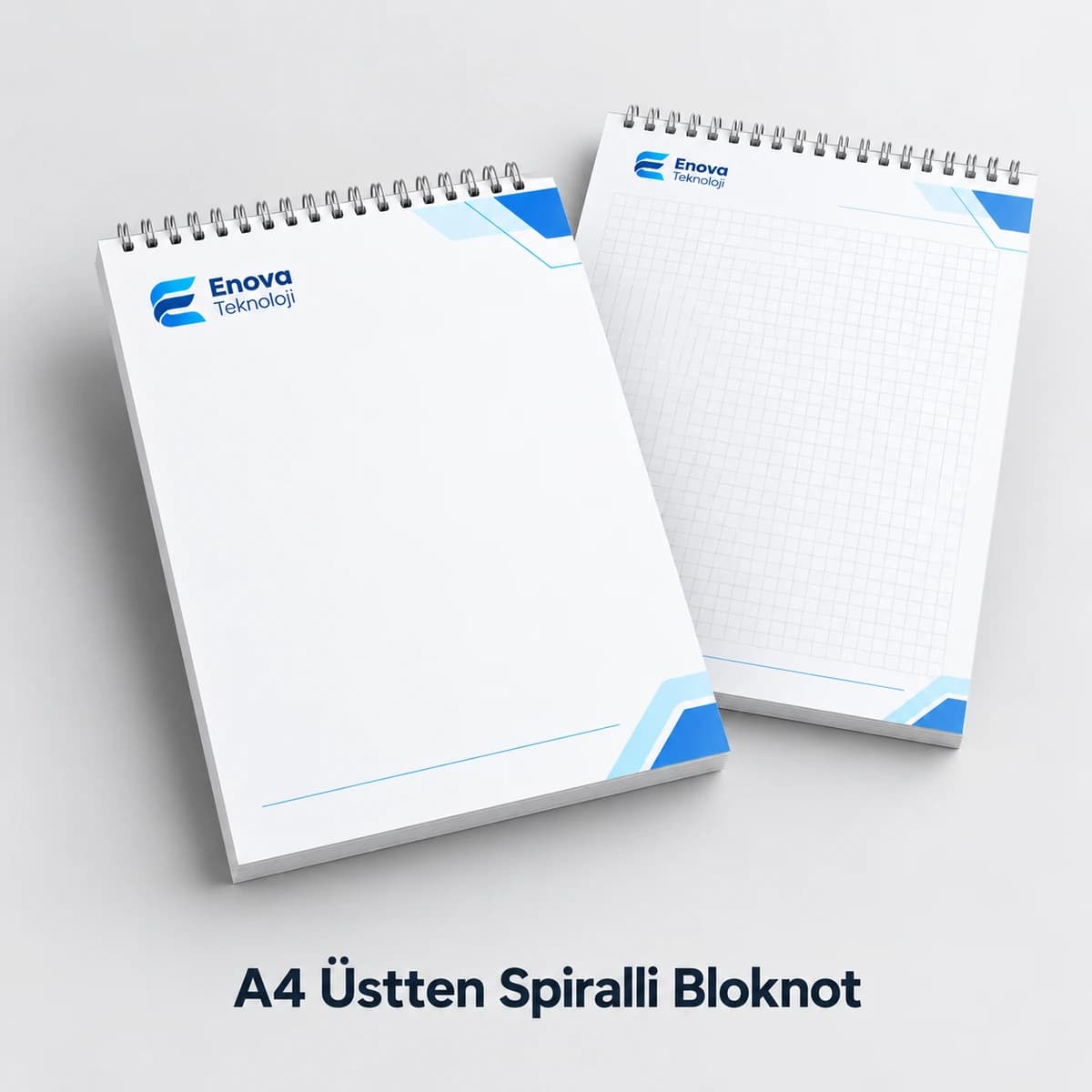 A4 Üstten Spiralli Bloknot Logolu kapağı ve iç sayfasıyla A4 (20 × 28 cm) üstten spiralli bloknot