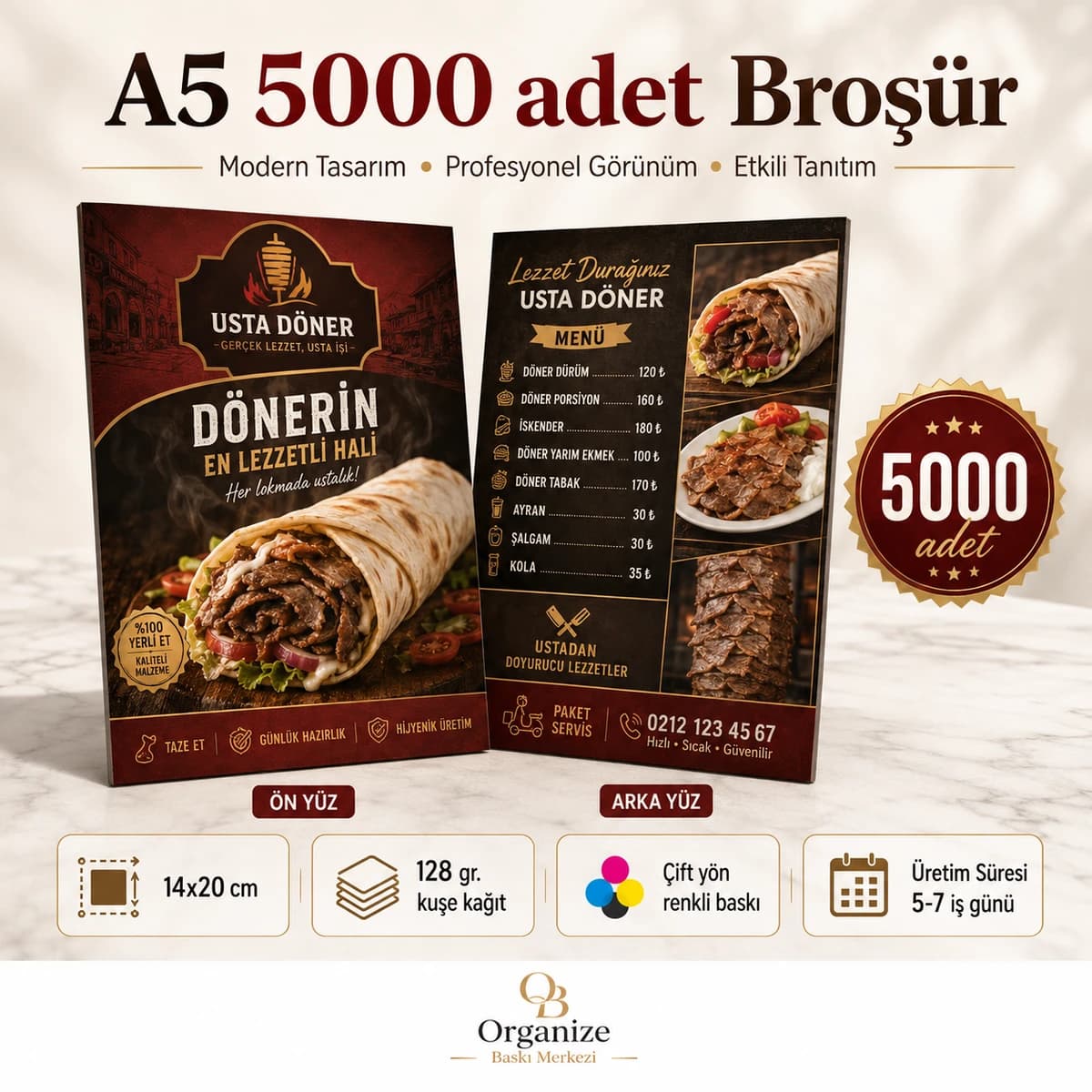 A5 5.000 adet broşür baskı örneği - Organize Baskı Merkezi