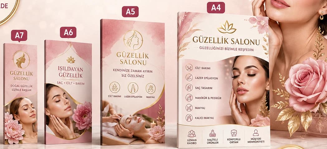 A6, A5 ve A4 çift yön broşür baskı örnekleri