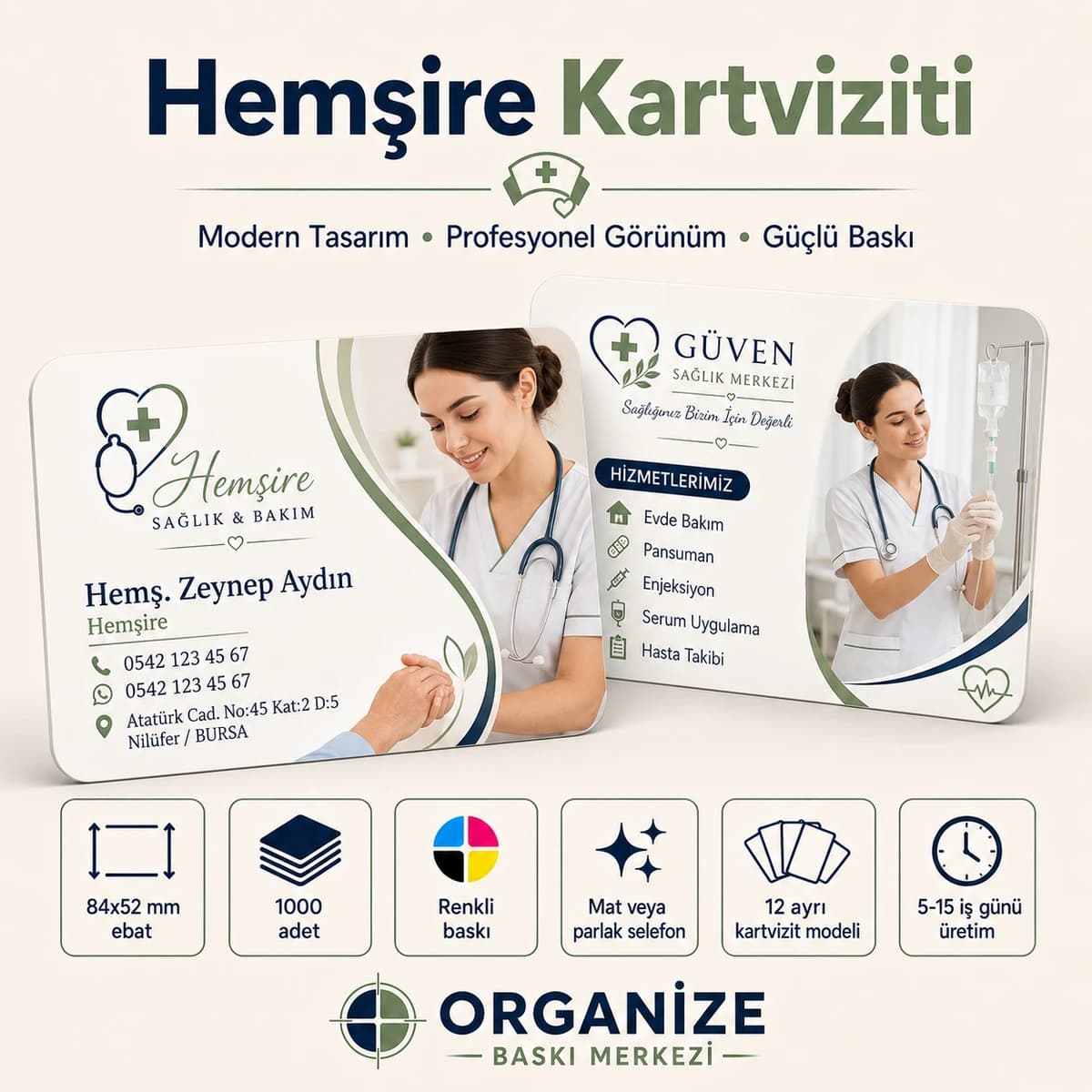 Hemşire kartviziti örnek tasarımı