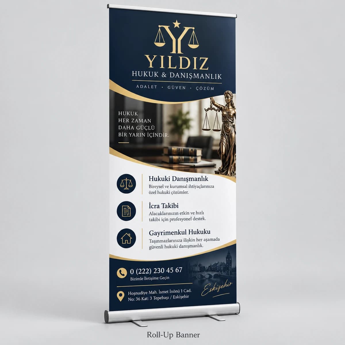 Hukuk bürosu için roll-up banner örneği
