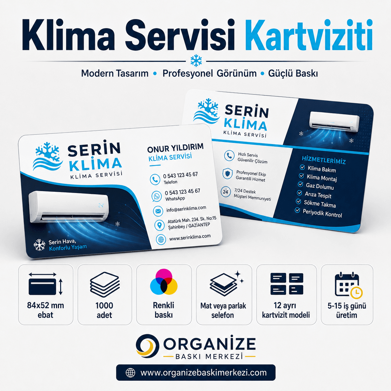 Klima Servisi kartviziti örnek tasarımı