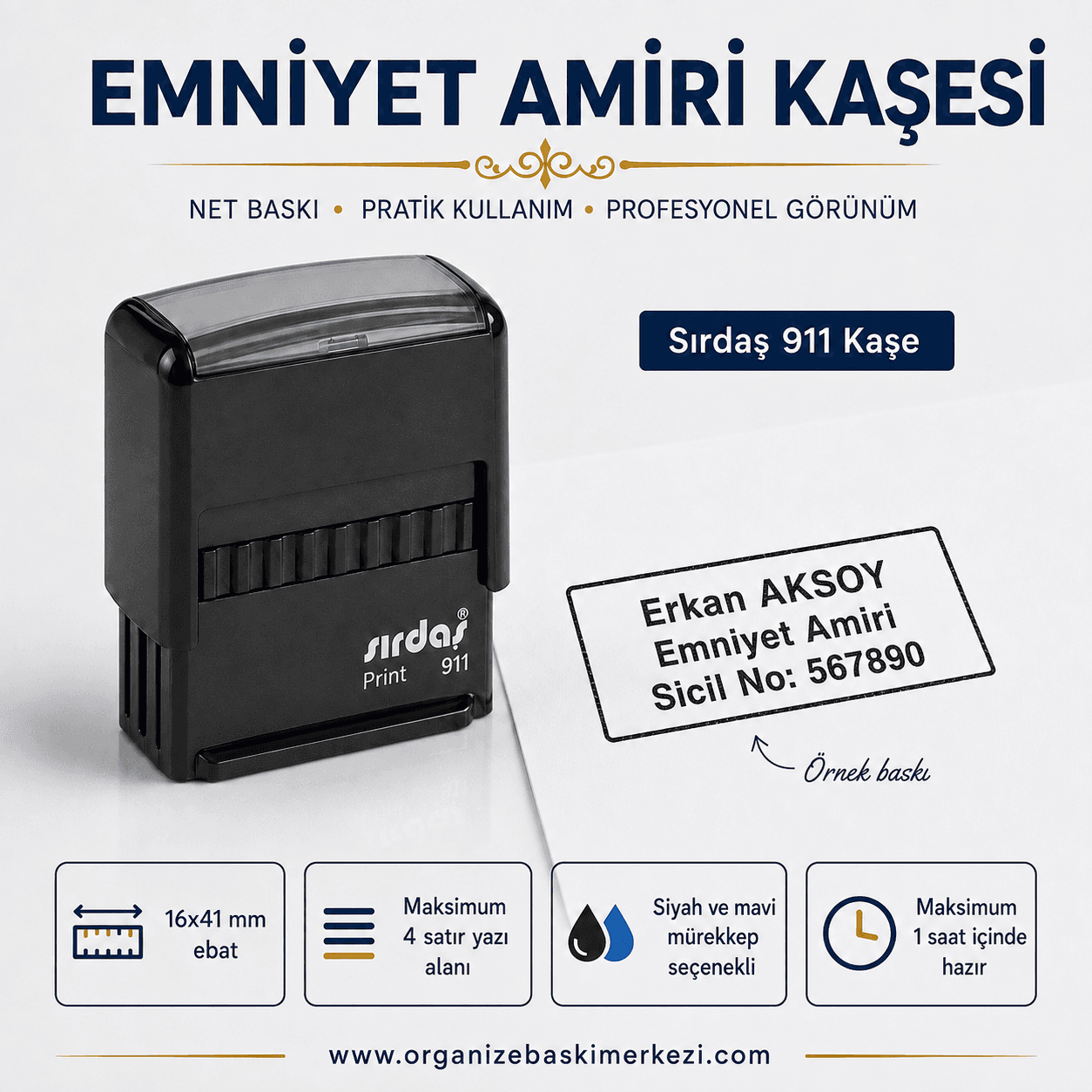 Emniyet Amiri Kaşesi Sırdaş 911 16x41 mm