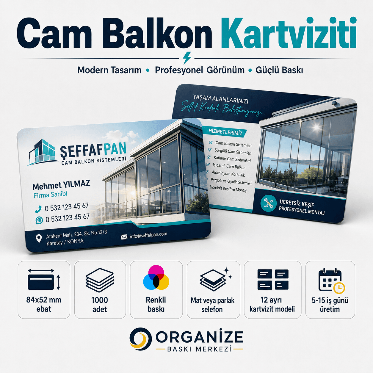 Cam Balkon kartviziti örnek tasarımı