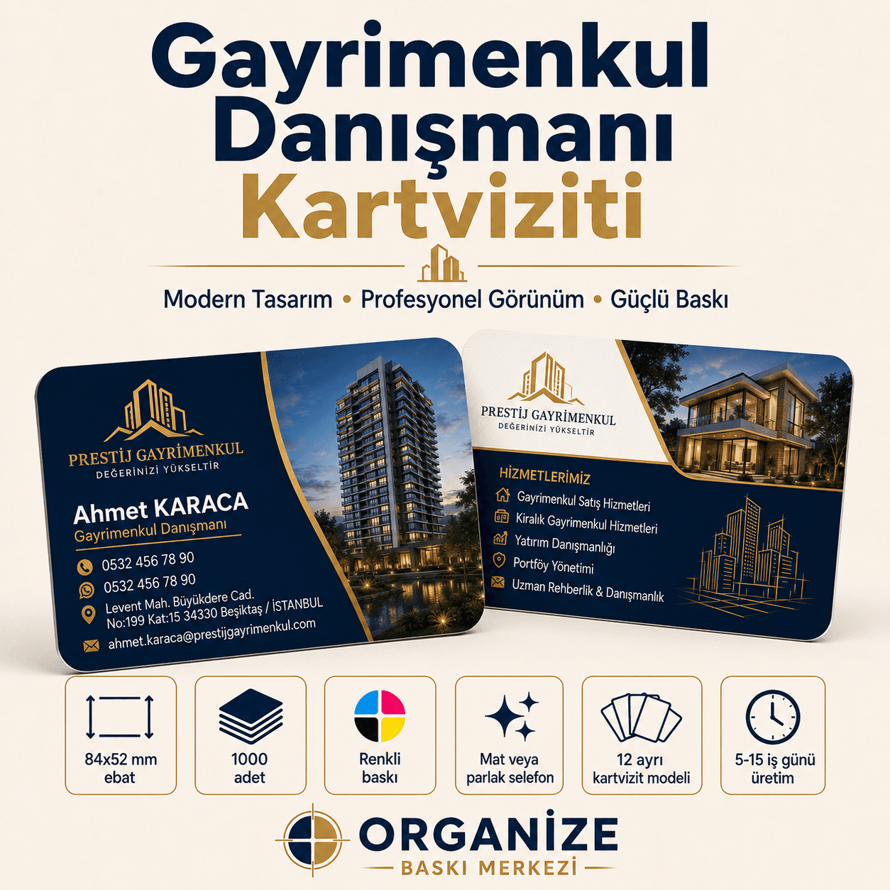 Gayrimenkul Danışmanı kartviziti örnek tasarımı