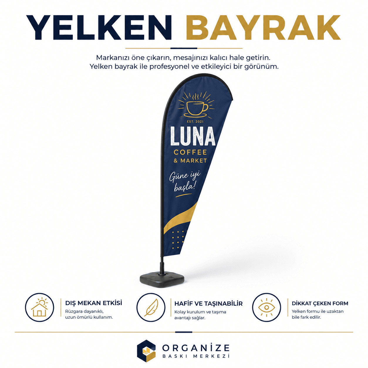 Yelken Bayrak - Damla/yelken bayrak örneği