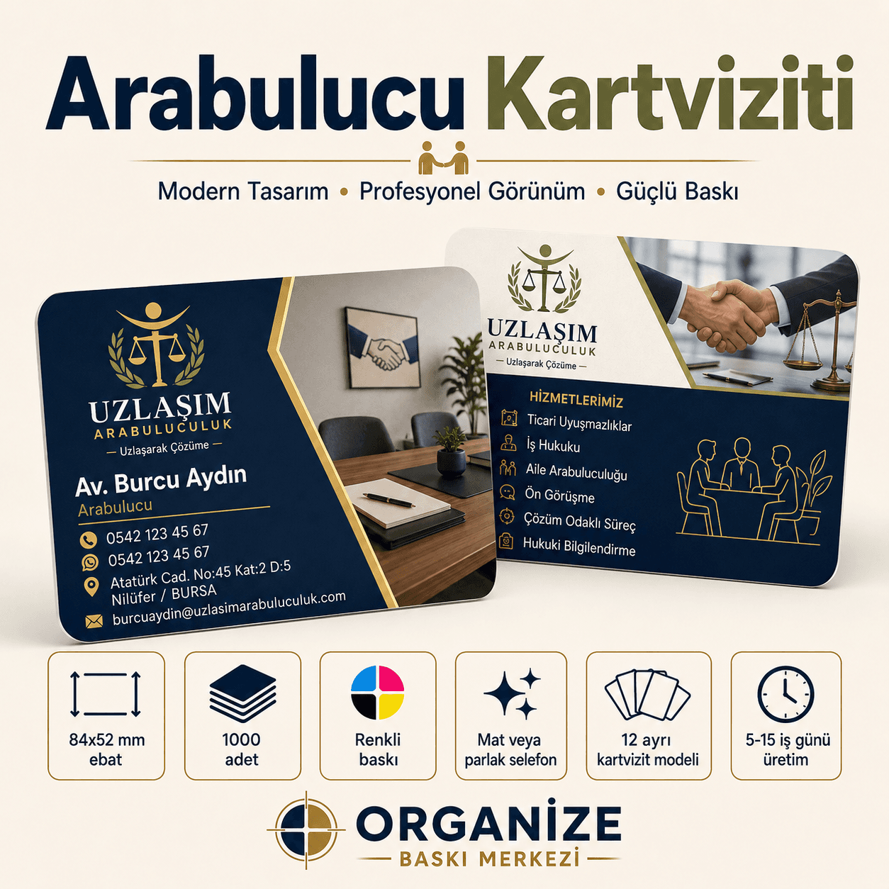 Arabulucu kartviziti örnek tasarımı