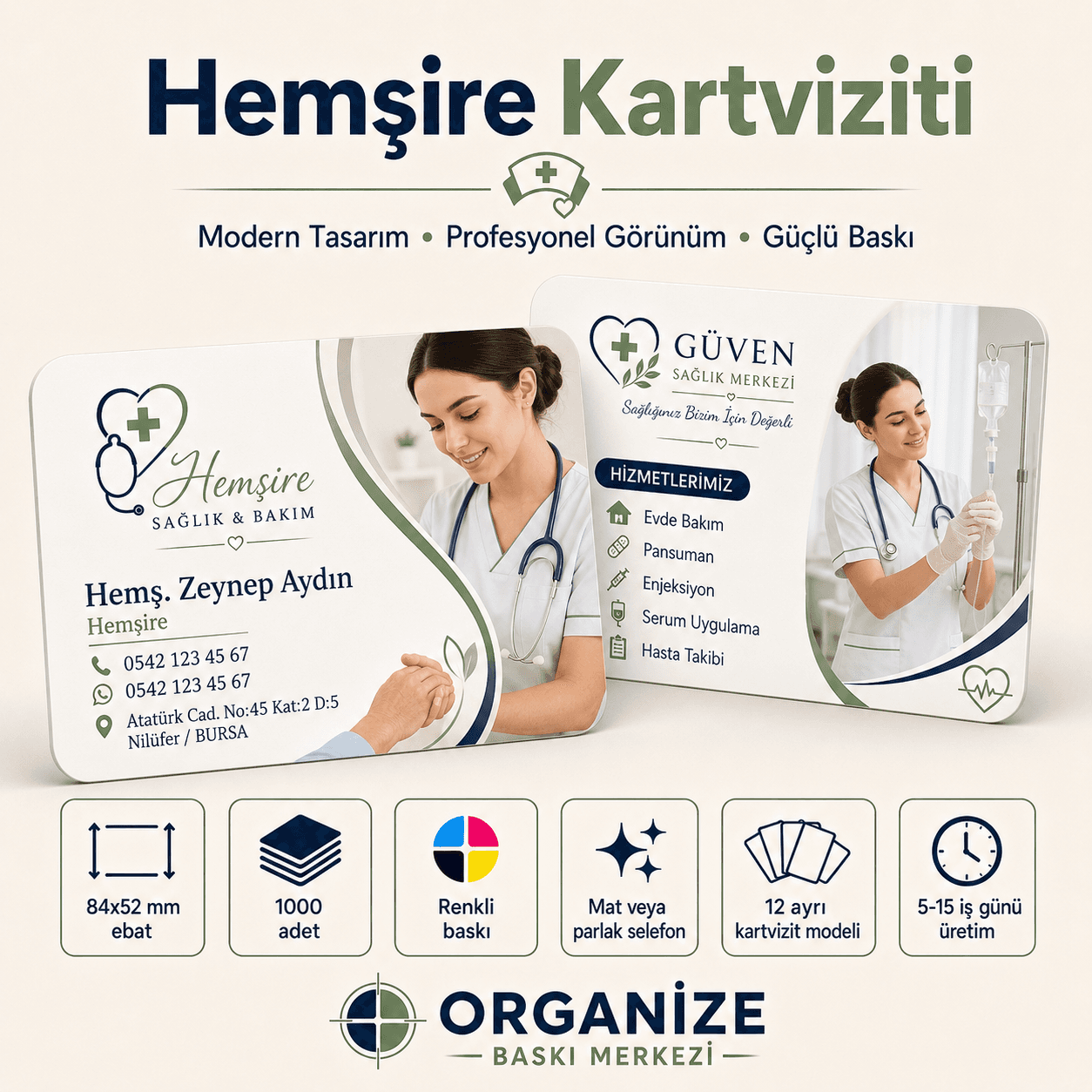 Hemşire kartviziti örnek tasarımı