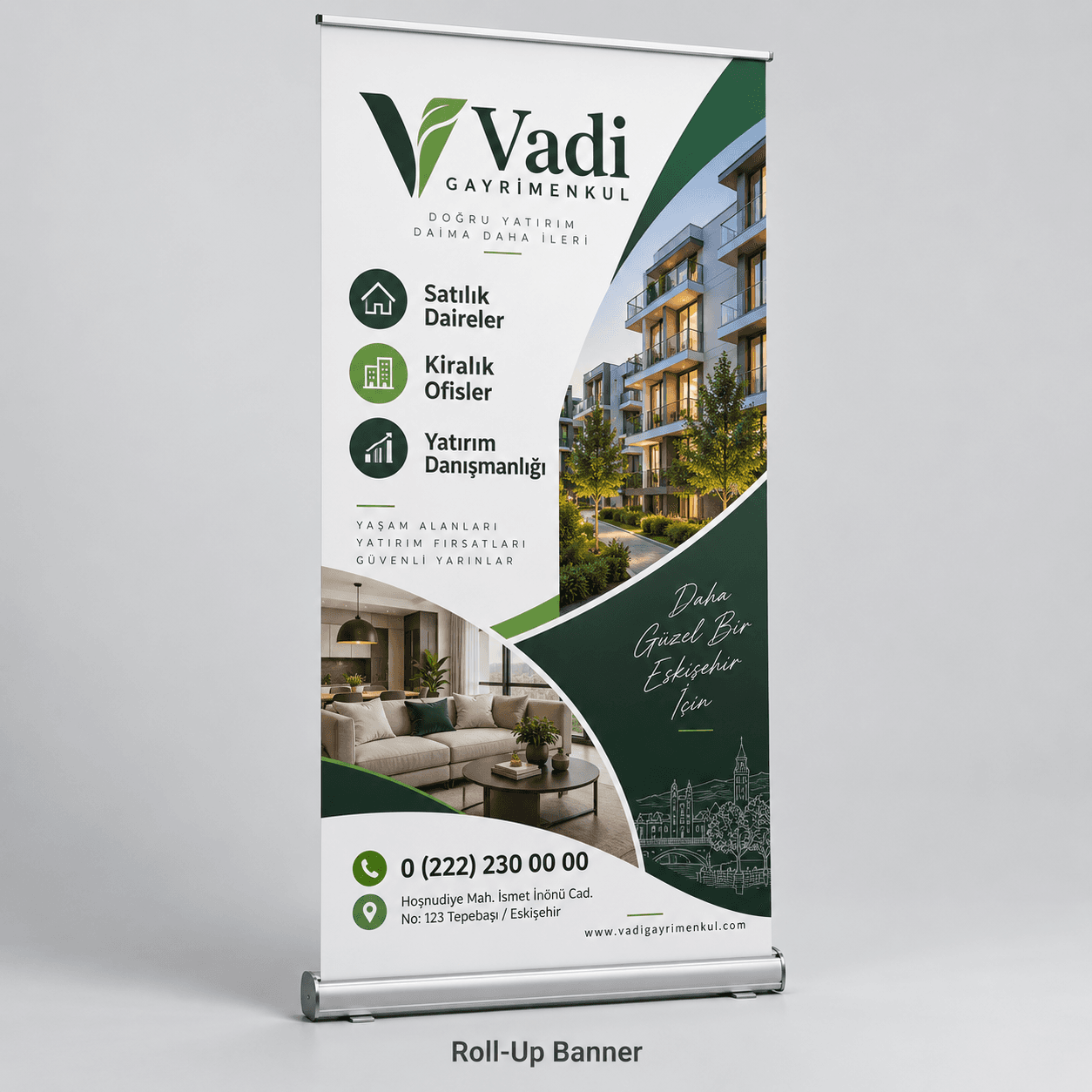 Gayrimenkul ofisi için roll-up banner örneği