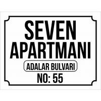 Apartman Tabelası (Beyaz zemin siyah yazı)