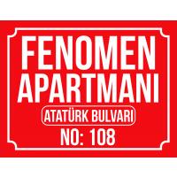 Apartman Tabelası (Kırmızı zemin beyaz yazı)