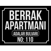Apartman Tabelası (Siyah zemin gri yazı)