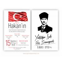 Türk Bayraklı ve Atatürklü Davetiye