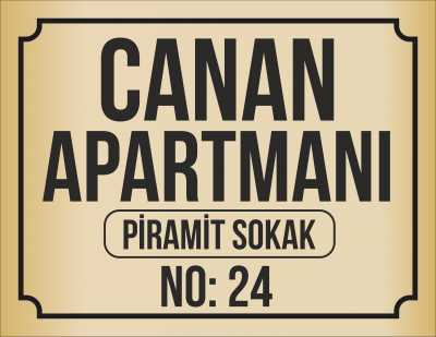 Apartman Tabelası (Altınsarısı zemin siyah yazı)