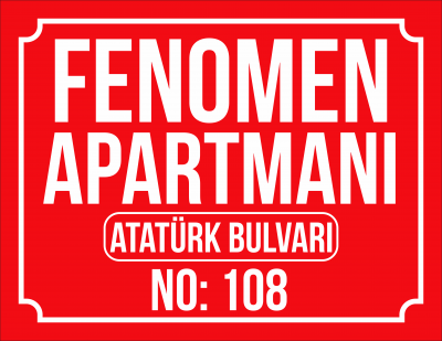 Apartman Tabelası (Kırmızı zemin beyaz yazı)