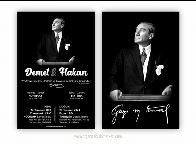 Atatürk'lü Düğün Davetiyesi (çift yön)