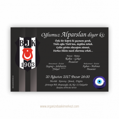 Beşiktaş Logolu Sünnet Davetiyesi
