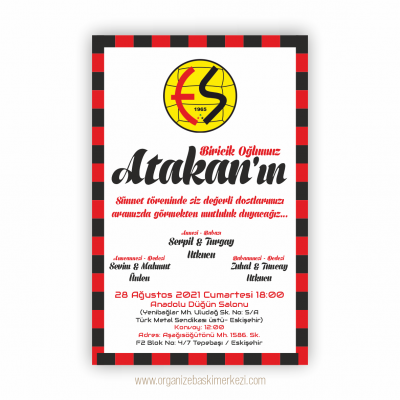 Eskişehirspor Siyah Kırmızı Davetiye