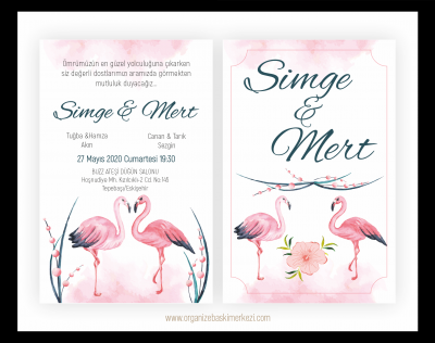 Flamingo Düğün Davetiyesi