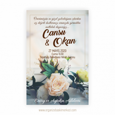 Gri Flu Düğün Davetiyesi