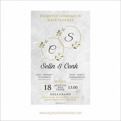 Halka Çiçekli Düğün Davetiyesi