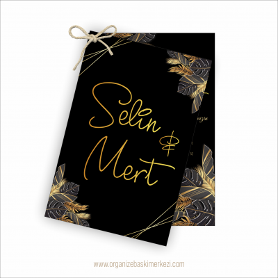 İkiz Davetiye Altın Tüy Düğün Davetiyesi