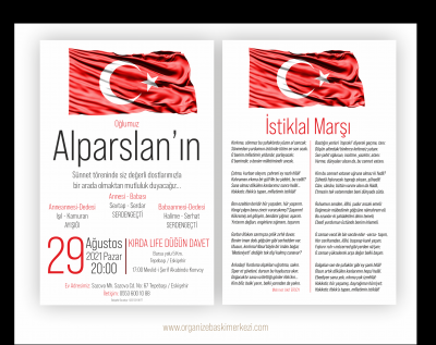 İstiklal Marşlı Sünnet Davetiye