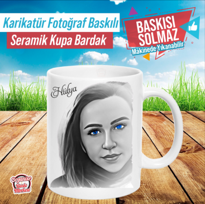 Karikatür Fotoğraflı Seramik Kupa Bardak