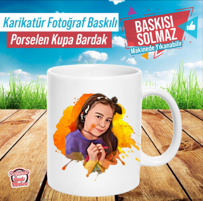 Karikatür Resim Porselen Kupa Bardak (1)