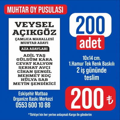 Muhtar Oy Pusulası - 200 adet