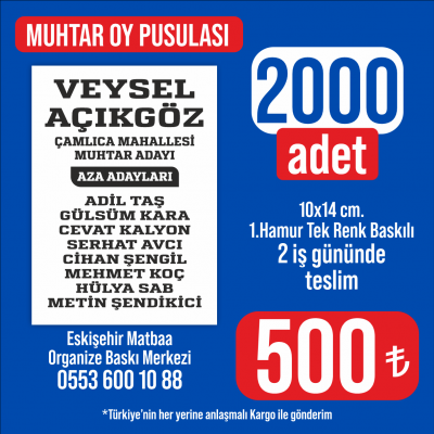 Muhtar Oy Pusulası - 2000 adet