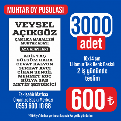 Muhtar Oy Pusulası - 3000 adet