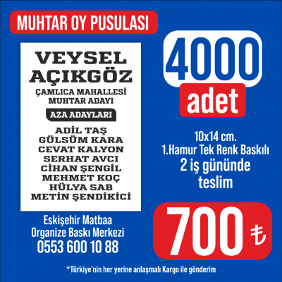 Muhtar Oy Pusulası - 4000 adet