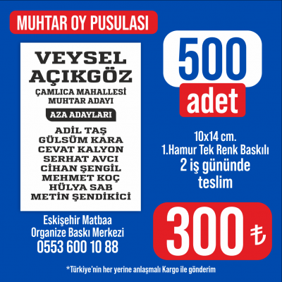 Muhtar Oy Pusulası - 500 adet