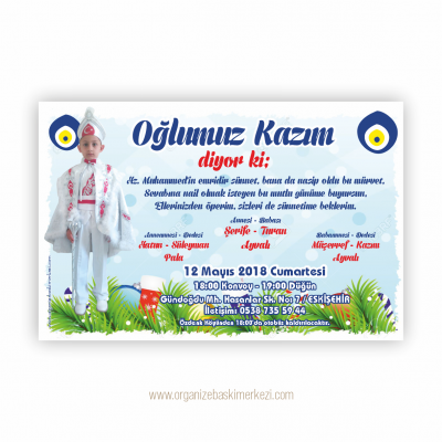 Nazar Boncuklu Sünnet Davetiyesi
